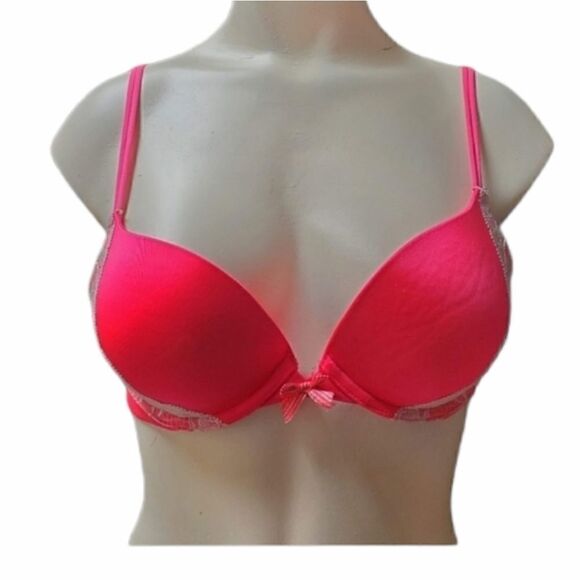 VICTORIA'S SECRET VERY SEXY UNDERWIRE PUSH-UP BRA, BRIGHT PINK, 36A - Picture 1 of 4